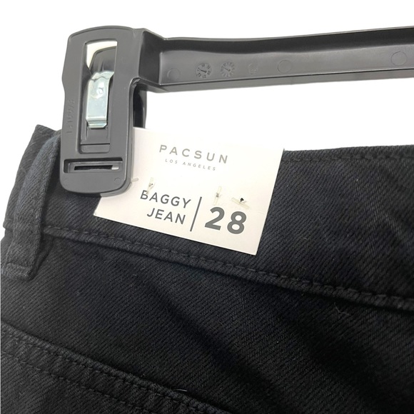 PACSUN ECO Baggy Jean Button fly Hi Rise Wide Leg Distressed Size 28 Black - Picture 9 of 16